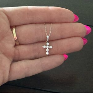 Lab diamond cross necklace